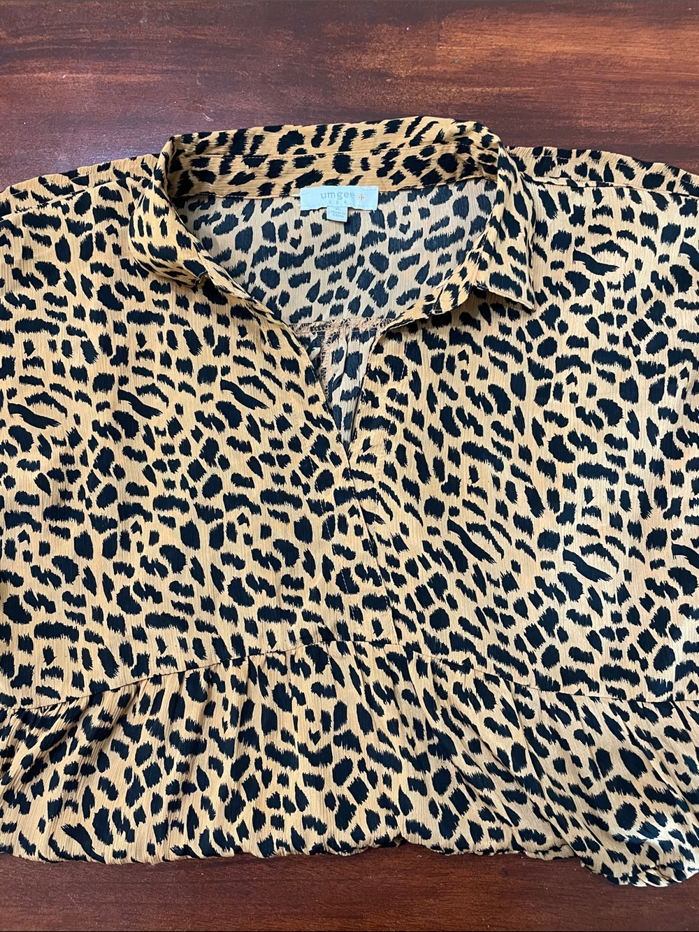 Umgee Leopard Print Tiered Dress in Tan and Black - Picture 3 of 3
